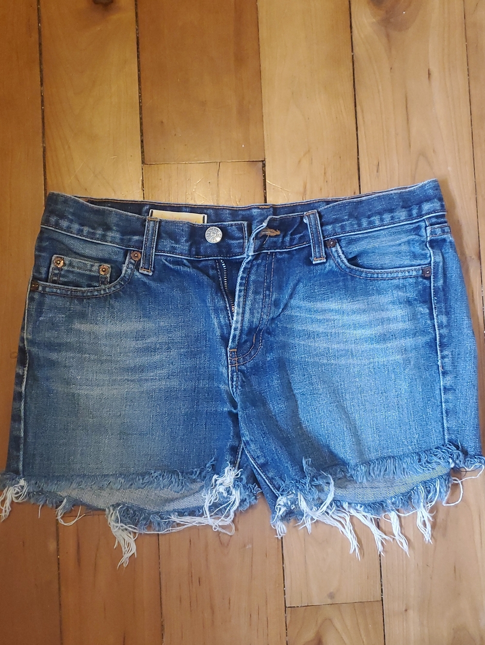 RED ENGINE  Women's Frayed Hem Blue Denim Shorts VINT.